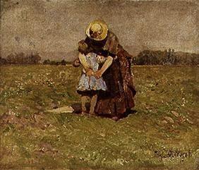 In Mutters Armen (Frau und Tochter des Künstlers in Dachau) 1886