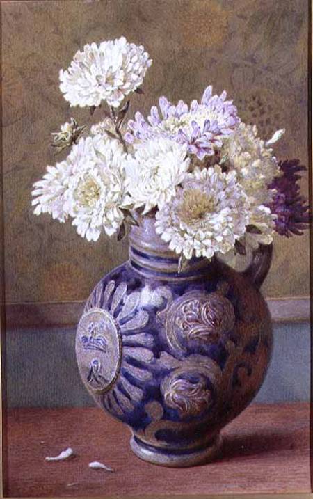 Chrysanthemums in a stoneware jug von Helen Cordelia Coleman Angell