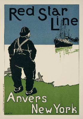 Reproduction of a poster advertising 'The Red Star Line, from Anvers to New York' 1899