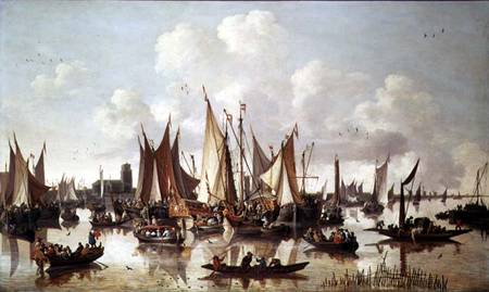 Dutch ships at Dordrecht Harbour von Hendrick de Meyer