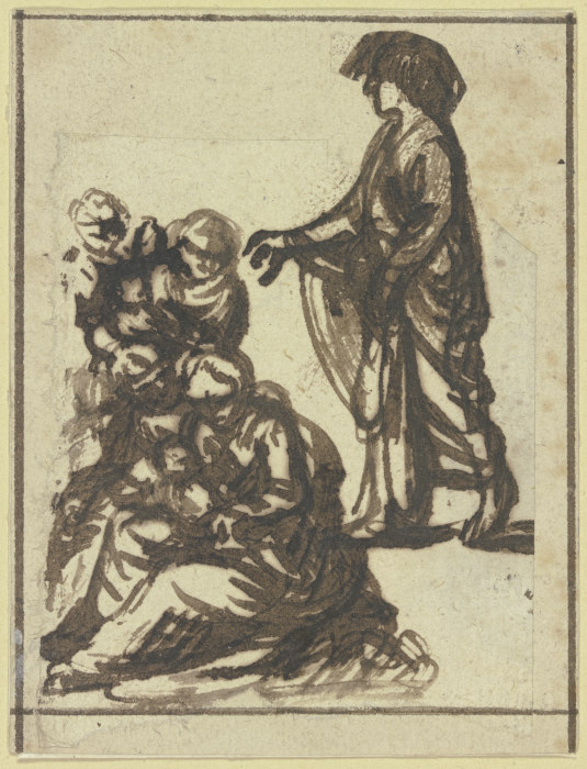 Figurengruppe, vorne zwei am Boden sitzende Frauen von Hendrik Goudt