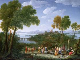 An Extensive Italianate Landscape with a Sacrifice 1728