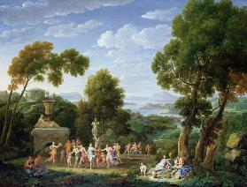 A Wooded Italianate Landscape with Nymphs Dancing 1728