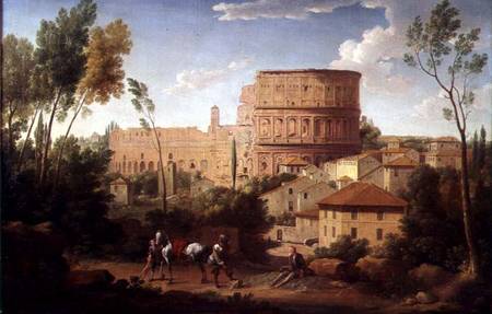 A View of the Colosseum with a Traveller von Hendrik van Lint