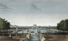 Vief of the Bassin du Canal de l'Ourq a la Villette, c.1815-20 (colour engraving) 1645