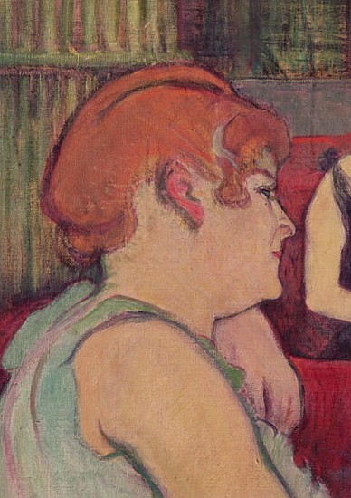 In the Salon at the Rue des Moulins, detail of one of the women, 1894 (charcoal and oil) von Henri de Toulouse-Lautrec