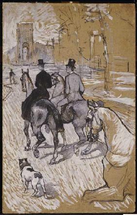 Reiter auf dem Weg zum Bois du Bolougne 1888