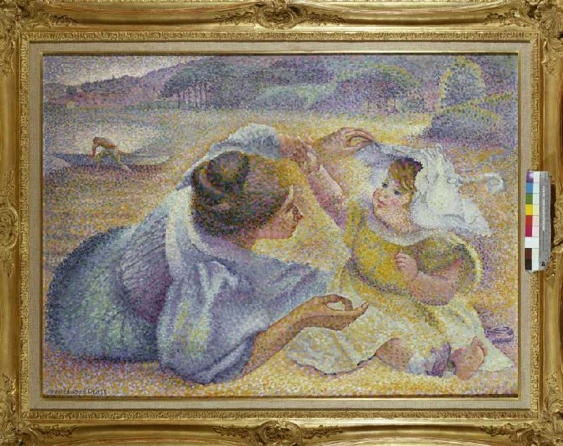 Mutter und Kind am Strand von Henri-Edmond Cross