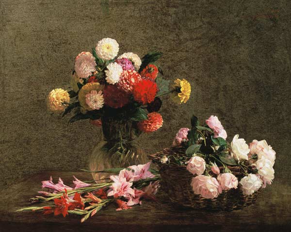 Dahlias, Roses and Gladioli von Henri Fantin-Latour