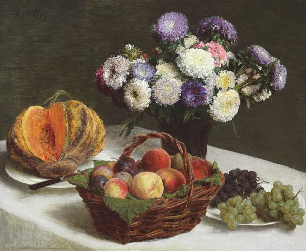 Stillleben mit Blumen und Früchten von Henri Fantin-Latour