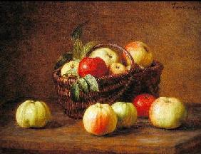 Apples in a Basket and on a Table 1888
