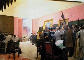 Die Jury tagt im Salon des Artistes français 1883. von Henri Gervex