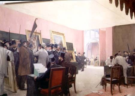 A Meeting of the Judges of the Salon des Artistes Francais von Henri Gervex