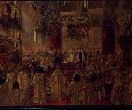 Study for the Coronation of Tsar Nicholas II (1868-1918) and Tsarina Alexandra (1872-1918) at the Ch von Henri Gervex
