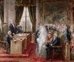 Study for the Civil Marriage in the Town Hall of the 19th Arrondissement, 1881 (oil on canvas) 1876