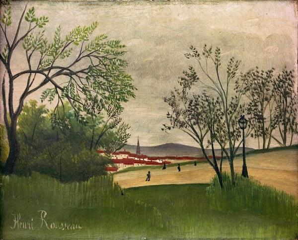 H.Rousseau, Landscape with church spire von Henri Julien Félix Rousseau