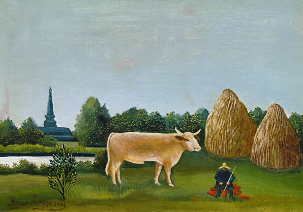 Landschaft mit Kuh (oder: Ansicht bei Bagneux mit Kuh) von Henri Julien Félix Rousseau