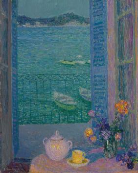 Blumenstrauß am Fenster, Villefranche-sur-Mer 1928