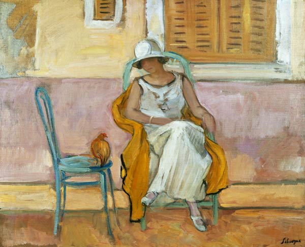Frau in einem weißen Kleid von Henri Lebasque