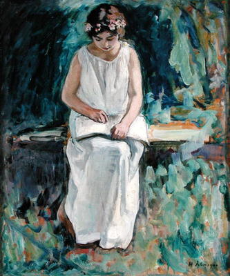 Girl Reading (oil on canvas) von Henri Lebasque