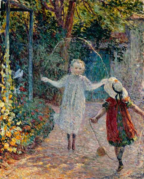 Seilspringende Mädchen im Garten. von Henri Lebasque