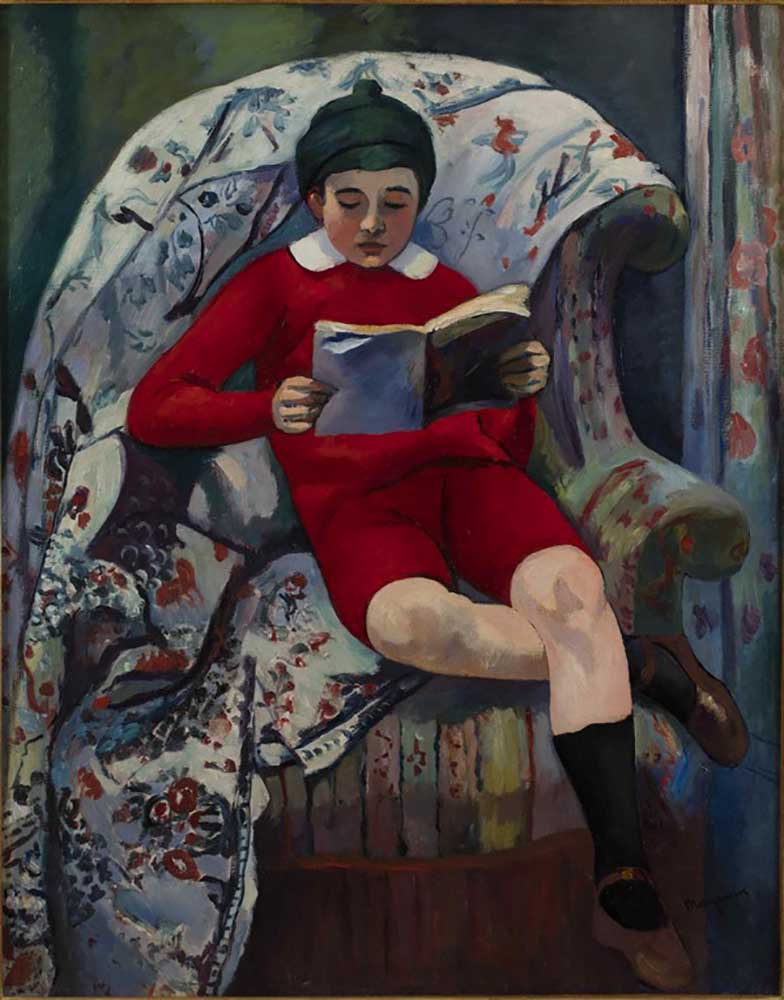 Claude en rouge lisant von Henri-Charles Manguin
