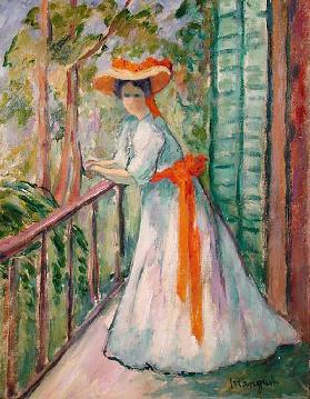 Frau auf einem Balkon oder Jeanne mit einem Orangenband, 1907 1907