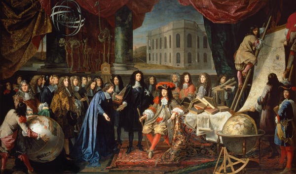 Jean-Baptiste Colbert (1619-1683) Presenting the Members of the Royal Academy of Science to Louis XI von Henri Testelin