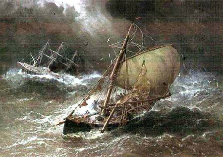 Storm in the North Sea, with Smack & Barque von Henry Andrews