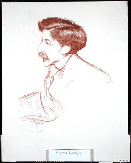 Pierre Louys (1870-1925) from 'Tetes et Pensees' 1901 (colour litho) von Henry Bataille