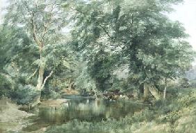 Landscape with Deer Drinking from a River 1862  on