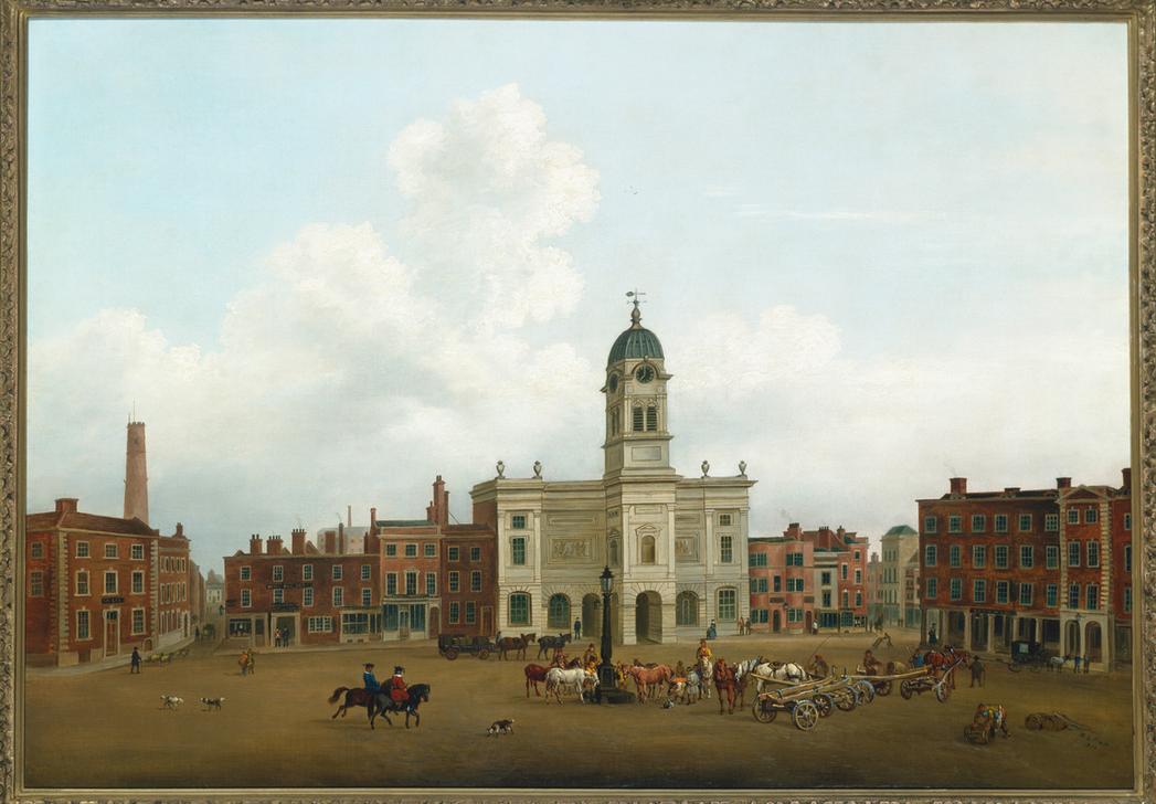 A view of Derby Market (The Market Place in Derby). von Henry Lark Pratt