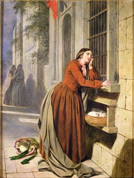 Mother Depositing Her Child in the Foundling Hospital in Paris von Henry Nelson O'Neill