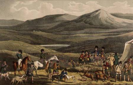 Sporting Meeting in the Highlands, aquatinted by I. Clark, pub. by Thomas McLean, 1820 von Henry Thomas Alken