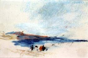 A Bay, with Blue Water and Figures in the foreground