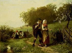 Junges alpenländisches Paar im Frühling von Hermann Bethke