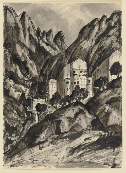 Der Berg Montserrat mit dem Benediktinerkloster Santa Maria de Montserrat von Hermann Lismann