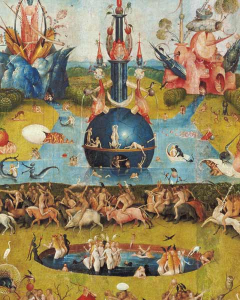 The Garden of Earthly Delights: Allegory of Luxury, detail of the central panel von Hieronymus Bosch