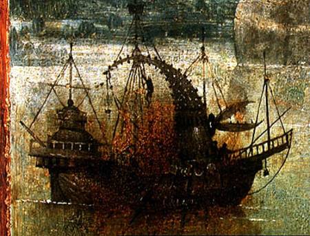 Fantastical Boat, detail from the right hand panel of the Triptych of the Crucified Martyr von Hieronymus Bosch