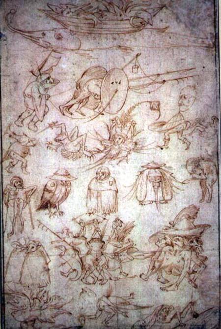 Grotesque Studies (verso)  (for recto see 110230) von Hieronymus Bosch