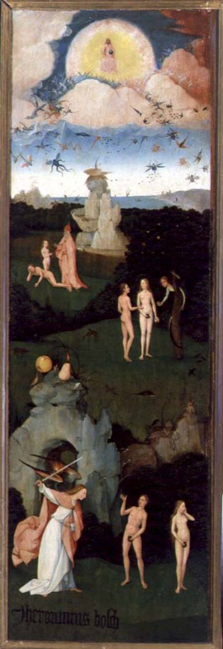 The Haywain: left wing of the triptych depicting the Garden of Eden von Hieronymus Bosch