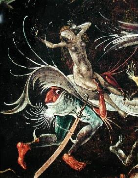 The Last Judgement, detail of a Woman being Carried Along by a Demon c.1504