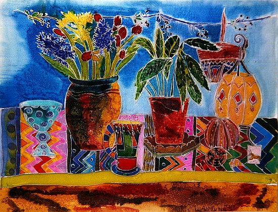Artist''s Sideboard, 2006 (dyes on silk)  von Hilary  Simon