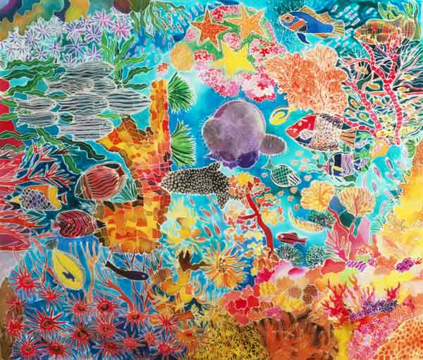 Tropical Coral, 1993 (coloured ink on silk)  von Hilary  Simon
