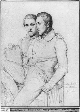 Double portrait of Hippolyte and Paul Flandrin, 1835 (black lead on paper)