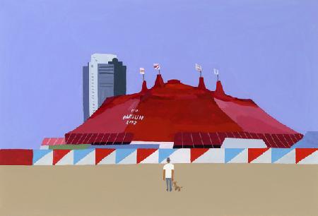 A man with a circus tent and a dog 2017