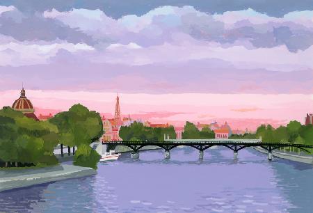 Sunset in Paris, the Seine river 2015