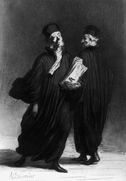 Two Lawyers, c.1862 (watercolour & pencil on paper) von Honoré Daumier