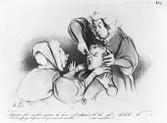 Series ''Croquis d''expressions'', the bump, plate 26, illustration from ''Le Charivari'', 4th Septe von Honoré Daumier