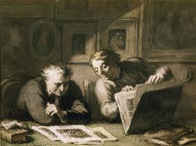 H.Daumier, Zwei Graphikliebhaber